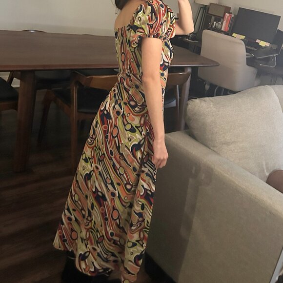 Moon River Marble Print Midi Dress - Picture 5 of 6